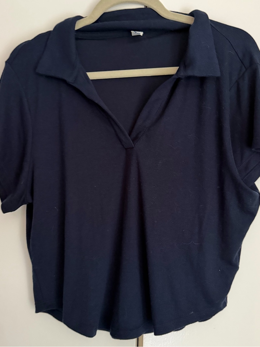 Old Navy Navy Short-Sleeve Polo Collar Top